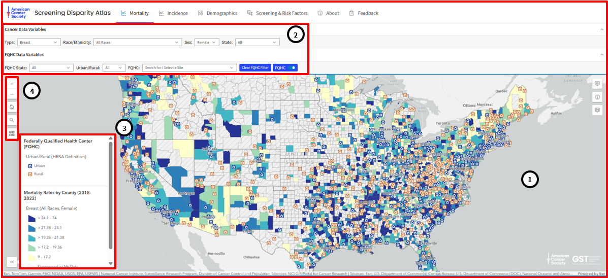 Default Map View of the ACS Screening Disparity Atlas